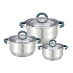 набор кастрюль тм vetta вена 6 пр. (1,9л+3,6л+6,0л) со стекл. крышкой интернет-магазин «Барс»
