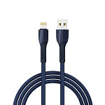 by кабель для зарядки navy ip, 1м, быстрая зарядка 2.4а, 12w, тканевый, синий от магазина Барс