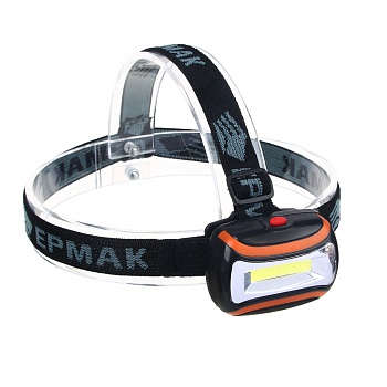ермак фонарь налобный, cob led, 65 лм, 3xaaa, 0,65 вт, 6,5х4,7х3см, пластик