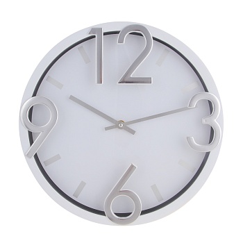 ladecor chrono часы настенные круглые, пластик, d30 см, 1xaa, цвет белый, арт.06-19