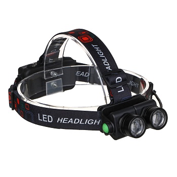 ермак фонарь налобный, поворотный, 2 xpe led, 2400мач, 4 режима