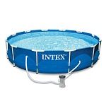 intex бассейн каркасный metal frame 366x76см 6503л насос с фильтром 1250 л/ч, 28212np