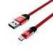 BY Кабель для зарядки Элегант Micro USB, 1м, 3А, быстрая зарядка QC3.0, тканевая оплётка, красный