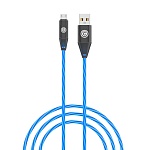 всёгазин кабель для зарядки светящийся micro usb, 1м, 2.4а, быстрая зарядка, led подсветка, синий от магазина Барс
