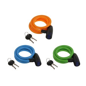 замок велосипедный тм by sport, противоугонный, тросовый, 1200х12мм, металл, пластик, 3 цвета от магазина Барс