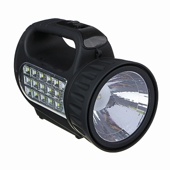 ермак фонарь прожектор аккумуляторный, 18 smd + 1 led, шнур 220в, резинопластик, 18x11 см