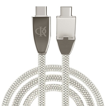 by ф.киркоров кабель для зарядки кристаллы type-c-type-c, 1м, быстрая зарядка 3а, qc, pd 65w, сереб. от магазина Барс
