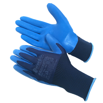 перчатки нейлоновые синие с текстурированным латексным покрытием, rocks