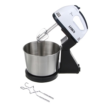 leben миксер кухонный 350вт, 7 скоростей, 4 насадки, металлическая чаша 2л интернет-магазин «Барс»