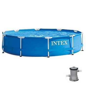intex бассейн каркасный metal frame 305x76см 4485л насос с фильтром 1250 л/ч, 28202np