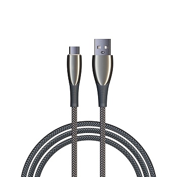 by кабель для зарядки сириус type-c, 1м, 3а, быстрая зарядка qc3.0, штекер металл, серый от магазина Барс