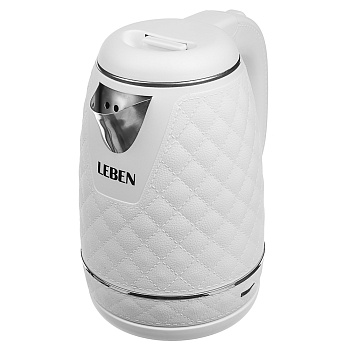 leben чайник электрический, 1,8 л, 1500 вт, нержавеющая сталь, пластик, белый интернет-магазин «Барс»