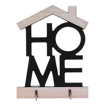 ключница открытого типа home на 2 крючка, 18,5x3,5x24 см, мдф, цвет черный