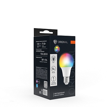 by лампа светодиодная smart a60 9вт, е27, 750лм, 2700-6500к, 176-265в, rgb, smart life, алиса от магазина Барс