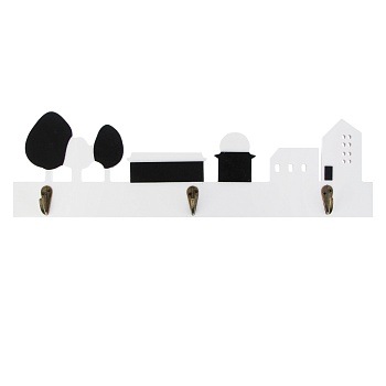 ключница открытого типа, 3 крючка, 42x12см, мдф, металл