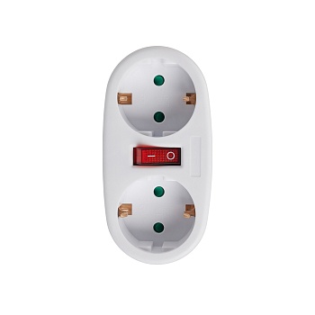 forza разветвитель 2 гнезда, евро, с заземлением, 16а, 4000вт, с выключателем, белый