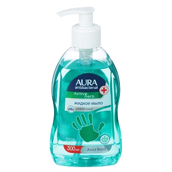 мыло жидкое 300мл,aura с антибактериальным эффектом,алоэ вера