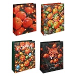 пакет подарочный бумажный тм сноу бум 32x40x10см, ручк шнур 4диз, 190гр/м2 нг мандарины