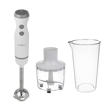 leben блендер погружной, 900 вт, 2 скорости, металл.стержень, чоппер и стакан, белый интернет-магазин «Барс»