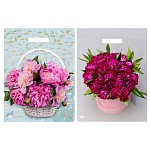 пакет корзина пионов с вырубной ручкой, 40*31 см, 60 мкм пвд