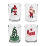 свеча новогодняя в стеклянном стакане, 5x6 см, парафин, стекло, 4 вида