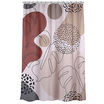 vetta шторка для ванной, с утяжелителем, полиэстер, 90 г/м2, 180x200см, листья, 052 от магазина Барс