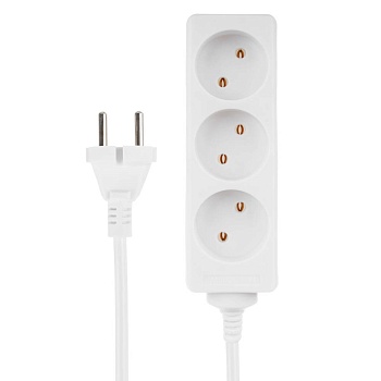 forza удлинитель 3 гнезда, сеч. провода 1 кв.мм 3м, 10a, макс. мощность 2500вт