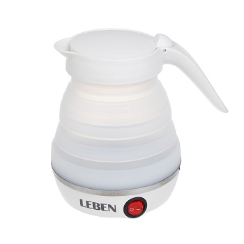 чайник электрический тм leben 600мл, 600вт, складной, силикон, пластик, белый интернет-магазин «Барс»