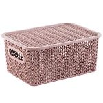 корзинка вязь 3л 235х173х105мм с крышкой, розовый нюд от магазина Барс