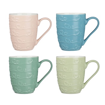 кружка сердечки тм millimi, 370мл, 4 цвета, фарфор интернет-магазин «Барс»