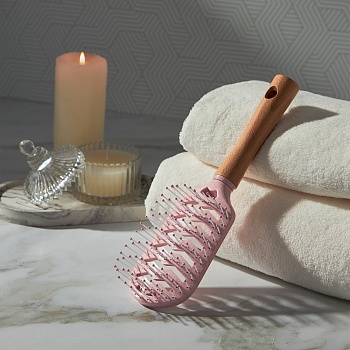 юниlook расческа массажная эко, дерево, нейлон, 23х6,5 см, розовый