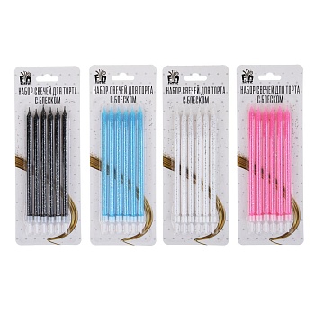 fntastic набор свечей для торта, с блеском, 7,5х20 см, 4 цвета