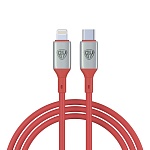 by кабель для зарядки space cable pro type-c - ip, 2.4а, 1м, быстрая зарядка, штекер металл, красный от магазина Барс