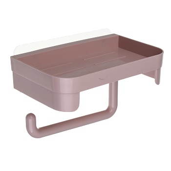 vetta classic держатель для туалетной бумаги, с полкой, пластик, 18x11x4,5 см, пудровый от магазина Барс