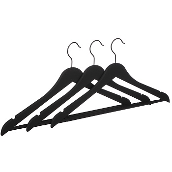 вешалки для одежды тм vetta, 3шт, 44,5x23x1см, пластик abs, софт тач, цвет черный от магазина Барс