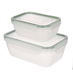 набор контейнеров для продуктов герметичных с защелками 2шт (0,47л; 1л), пластик интернет-магазин «Барс»