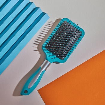 юниlook расческа массажная, пластик, силикон, 25,5см, голубой