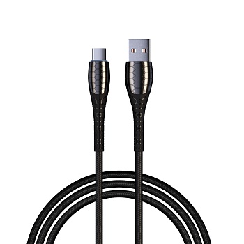 by кабель для зарядки богатырь type-c, 1м, быстрая зарядка qc3.0, штекер металл, черный от магазина Барс