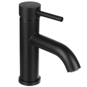 союзкран смеситель для раковины, керам. картридж 35мм, нерж. сталь, черный ss02-m132