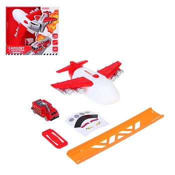 игроленд самолет с запуском и машинкой, abs, pp, 21,6х24х6 см, 3 дизайна