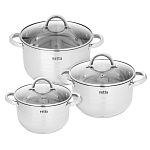 vetta фултон набор кастрюль 6 пр. (2,9л+4,0л+5,4л) со стекл. крышкой интернет-магазин «Барс»