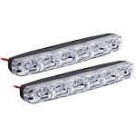 new galaxy дневные ходовые огни, led 6шт., пласт. корп., 155мм, 12v, белый, 2шт.