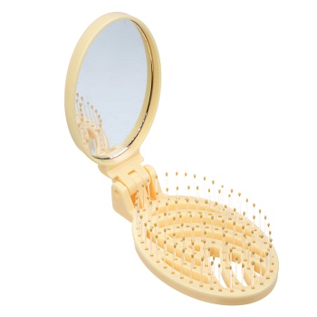 юниlook расческа продувная складная с зеркалом, дорожная, пластик, 17,5х5,5см, желтый, мп-3