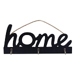 ключница открытого типа home на 3 крючка, 30x3,5x13 см, мдф, цвет черный