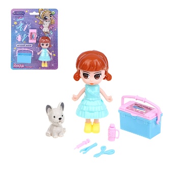 игроленд набор игровой "кукла с питомцем", pp, abs, 15х20,5х4 см