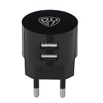 by сетевое зарядное устройство, 2xusb, 2а, 10вт, черный от магазина Барс