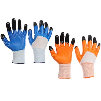 inbloom перчатки садовые с двойным нитриловым полуобл., полиэстер, 10 размер, 23.5см, 45г, 2 цвета