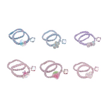 юниlook резинки для волос 2шт, d5,5см, полиэстер, акрил, 6 дизайнов, acs25-18