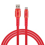by кабель для зарядки экстрим type-c, 1м, 3а, быстрая зарядка qc3.0, ткань, красный от магазина Барс