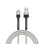 forza кабель для зарядки вертикаль microusb, 1м, быстрая зарядка 2.4а, 12w, тканевый , серый от магазина Барс